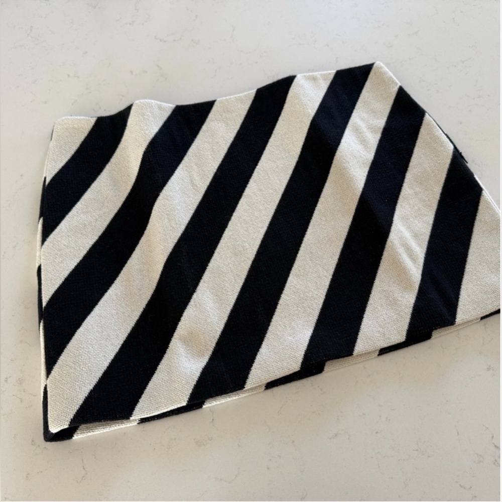 Mango Black and Cream Striped mini skirt